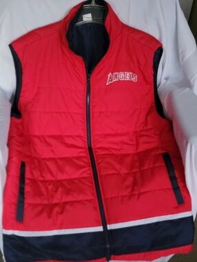 New LAA Red "Angels" Baseball MLB  Quilted Puffer Vest XL